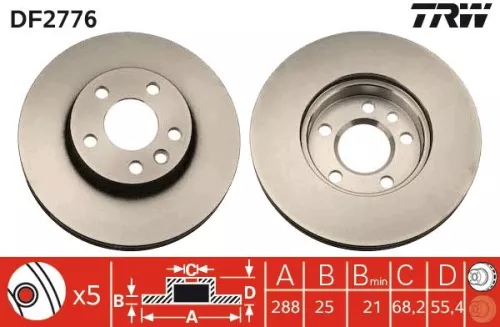 Remschijf TRW DF2776)