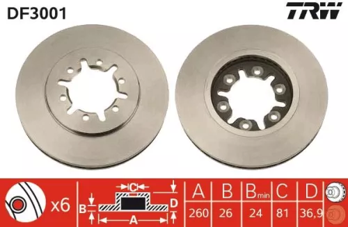Remschijf TRW DF3001)