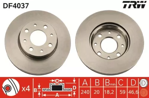 Remschijf TRW DF4037)