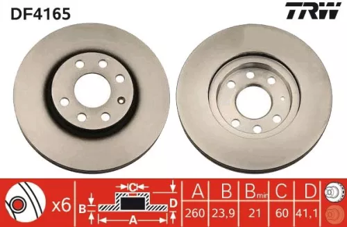 Remschijf TRW DF4165)