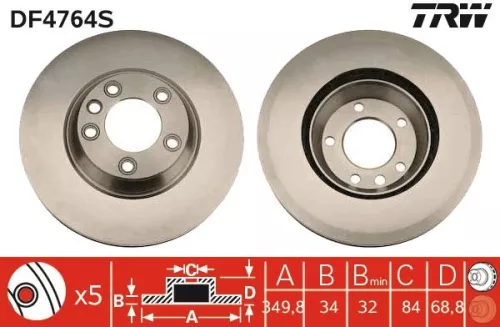 Remschijf TRW DF4764S)