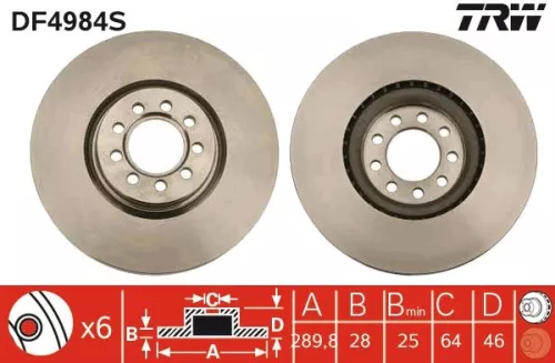 Remschijf TRW DF4984S)