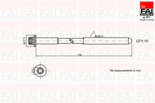 Cilinderkopboutenset FAI AutoParts B1401)