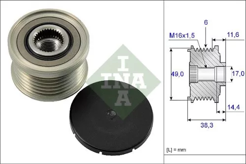 Vrijloopkoppeling van de dynamo Schaeffler INA 535 0127 10)