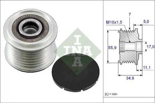 Vrijloopkoppeling van de dynamo Schaeffler INA 535 0083 10)