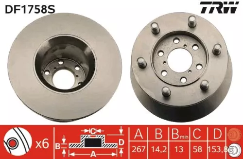 Remschijf TRW DF1758S)
