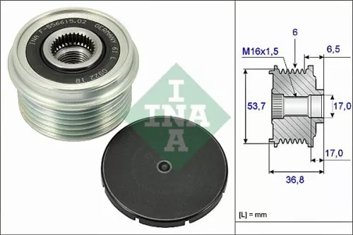 Vrijloopkoppeling van de dynamo Schaeffler INA 535 0074 10)