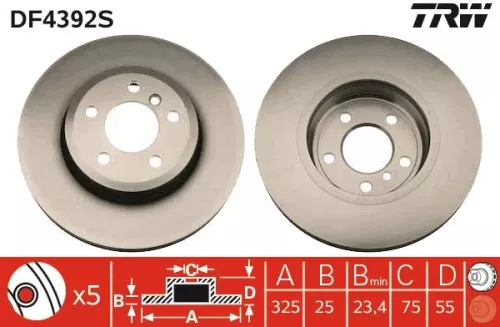 Remschijf TRW DF4392S)