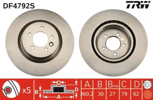 Remschijf TRW DF4792S)