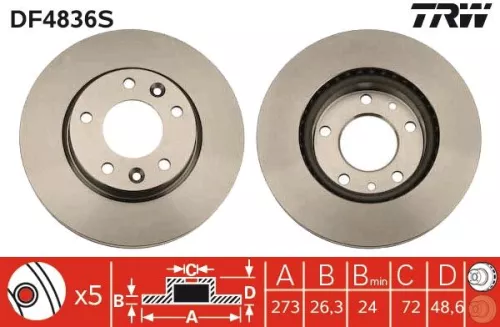 Remschijf TRW DF4836S)