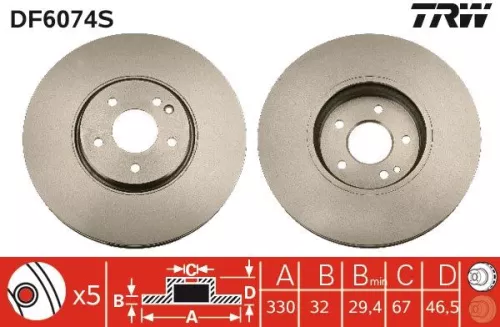 Remschijf TRW DF6074S)