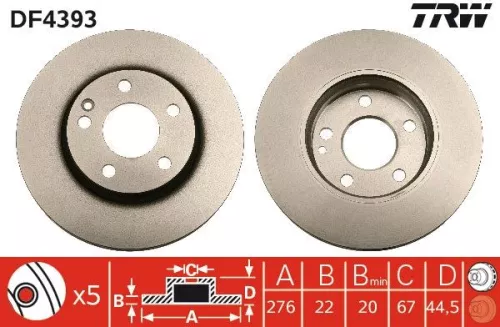 Remschijf TRW DF4393)