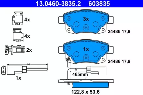 Brake Pad Set, disc brake ATE 13.0460-3835.2)