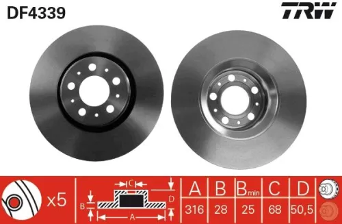 Remschijf TRW DF4339)