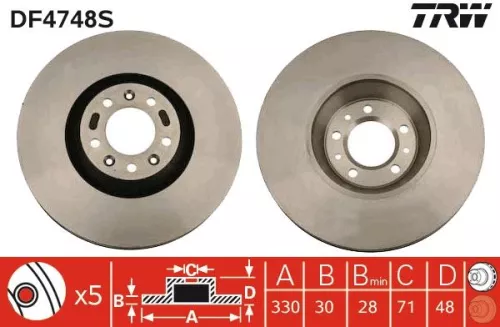 Remschijf TRW DF4748S)