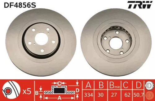 Remschijf TRW DF4856S)