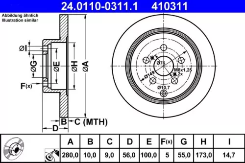 Remschijf ATE 24.0110-0311.1)