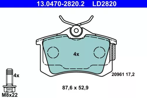 Brake Pad Set, disc brake ATE 13.0470-2820.2)