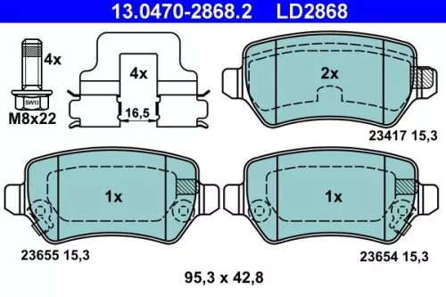 Brake Pad Set, disc brake ATE 13.0470-2868.2)