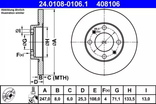 Remschijf ATE 24.0108-0106.1)