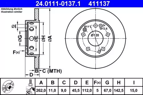 Remschijf ATE 24.0111-0137.1)