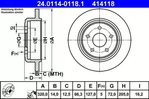 Remschijf ATE 24.0114-0118.1)