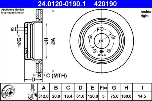 Remschijf ATE 24.0120-0190.1)