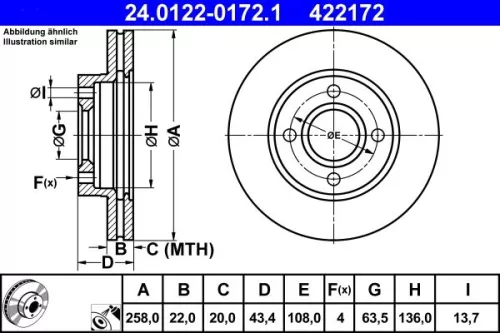 Brake Disc ATE 24.0122-0172.1)