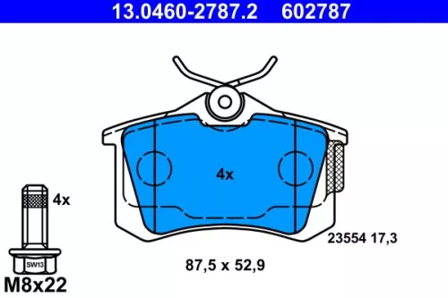 Brake Pad Set, disc brake ATE 13.0460-2787.2)