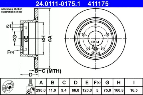 Remschijf ATE 24.0111-0175.1)