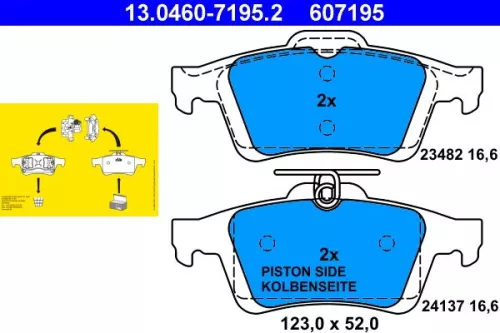Brake Pad Set, disc brake ATE 13.0460-7195.2)