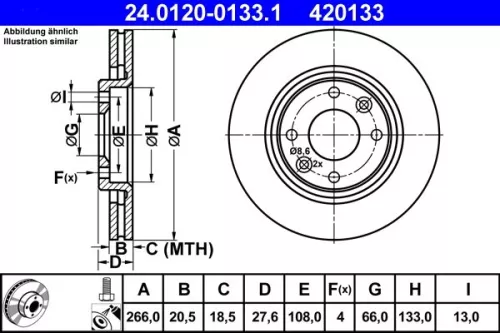 Remschijf ATE 24.0120-0133.1)