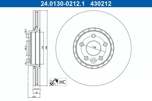 Remschijf ATE 24.0130-0212.1)