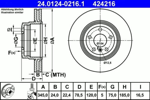 Remschijf ATE 24.0124-0216.1)