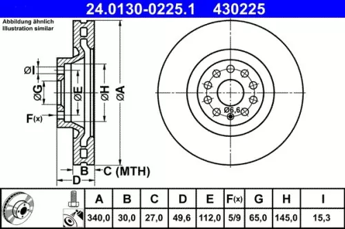 Remschijf ATE 24.0130-0225.1)