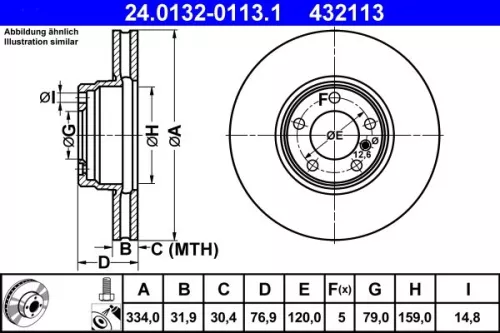 Brake Disc ATE 24.0132-0113.1)