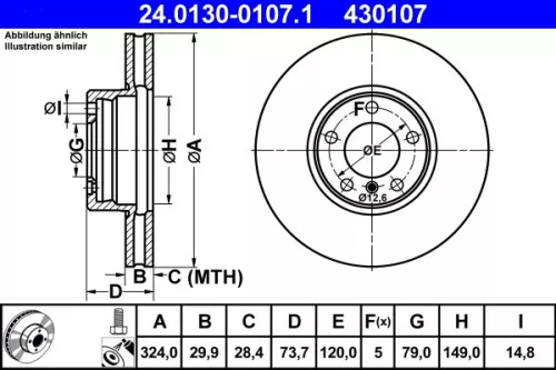 Remschijf ATE 24.0130-0107.1)