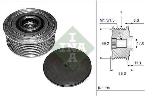 Vrijloopkoppeling van de dynamo Schaeffler INA 535 0087 10)