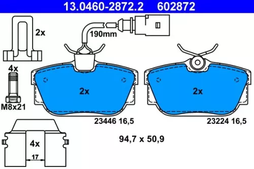 Brake Pad Set, disc brake ATE 13.0460-2872.2)