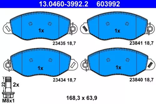 Brake Pad Set, disc brake ATE 13.0460-3992.2)