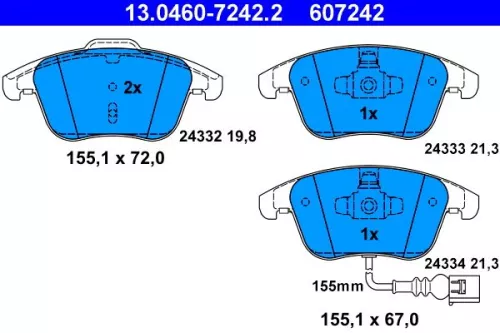 Brake Pad Set, disc brake ATE 13.0460-7242.2)