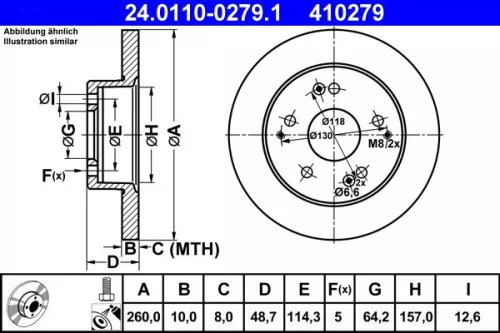 Remschijf ATE 24.0110-0279.1)