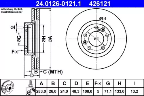 Brake Disc ATE 24.0126-0121.1)