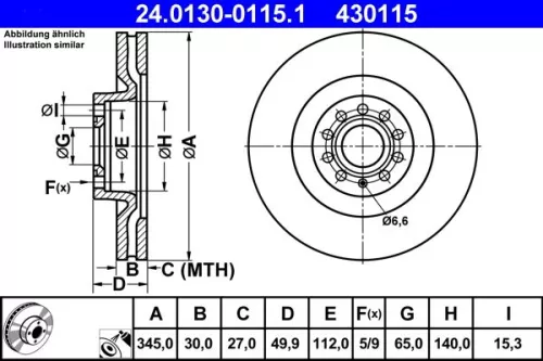 Remschijf ATE 24.0130-0115.1)