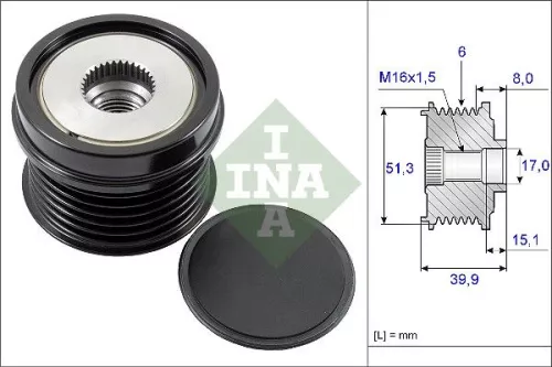 Vrijloopkoppeling van de dynamo Schaeffler INA 535 0252 10)