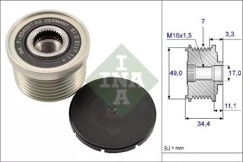 Vrijloopkoppeling van de dynamo Schaeffler INA 535 0164 10)