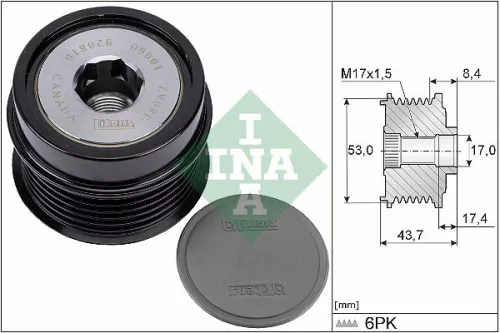 Vrijloopkoppeling van de dynamo Schaeffler INA 535 0281 10)