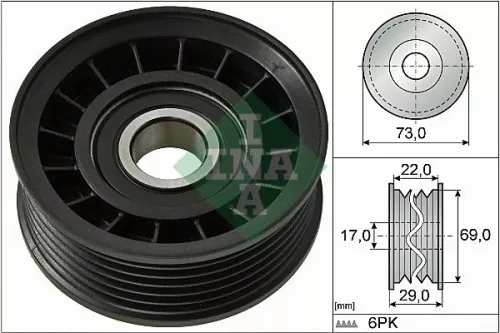 Ombuigings-/geleidingspoelie, V-geribbelde riem Schaeffler INA 532 0649 10)