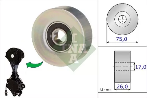 Ombuigings-/geleidingspoelie, V-geribbelde riem Schaeffler INA 532 0676 10)