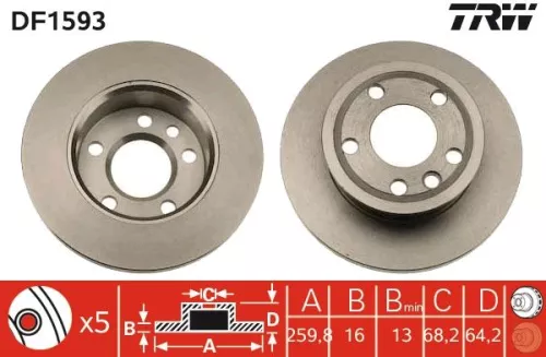 Remschijf TRW DF1593)